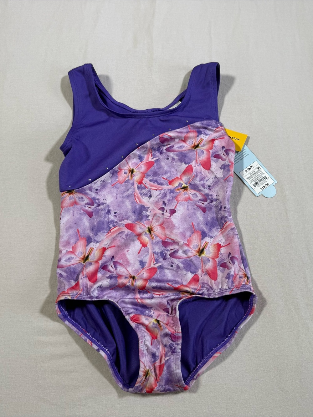 Girls' Purple Floral One-Piece Leotard- Kids